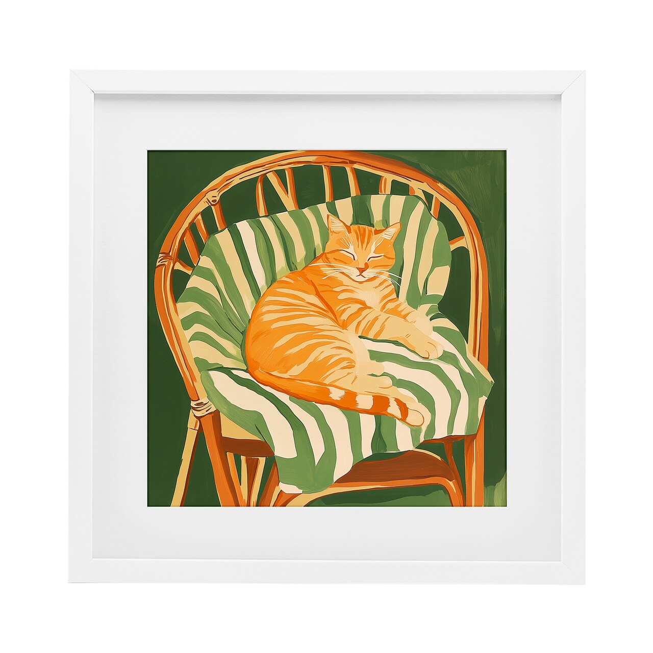 Stupell Industries Cat In Rattan Chair Framed Print Under Glass, design by Walker Noble
